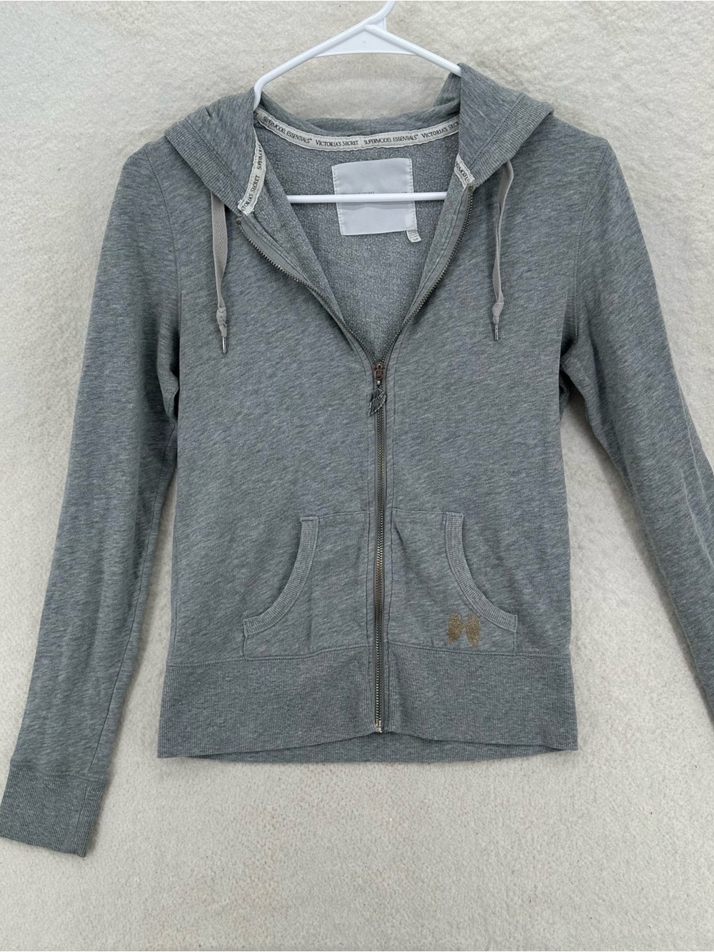 Coquette Victorias Secret Angel Gray Zip Up Hoodie - Picture 3 of 6